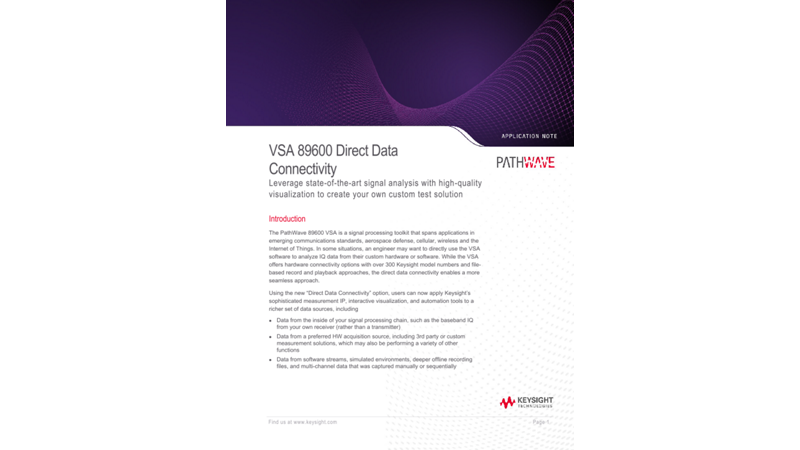 VSA 89600 Direct Data Connectivity
